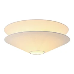 French Country 2-Tier White Linen Conical Semi Flush Mount