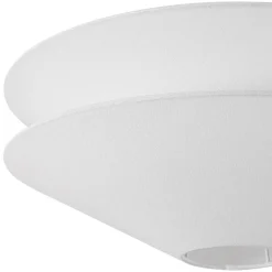 French Country 2-Tier White Linen Conical Semi Flush Mount