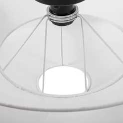 French Country 2-Tier White Linen Conical Semi Flush Mount