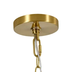 French Country White Wood Brass Iron Candle Chandelier
