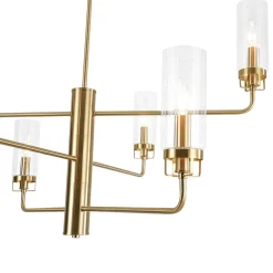 French Cylinder Ribbed Glass Round Tiered Candle Chandelier