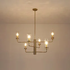 French Cylinder Ribbed Glass Round Tiered Candle Chandelier