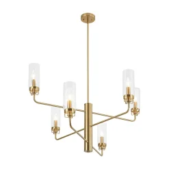 French Cylinder Ribbed Glass Round Tiered Candle Chandelier