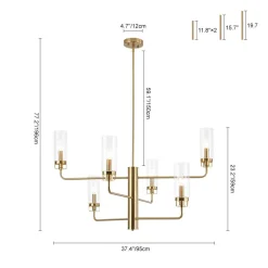 French Cylinder Ribbed Glass Round Tiered Candle Chandelier