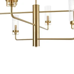 French Cylinder Ribbed Glass Round Tiered Candle Chandelier