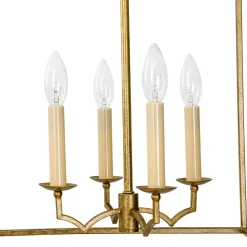 French Distressed Gold Candle Square Lantern Chandelier