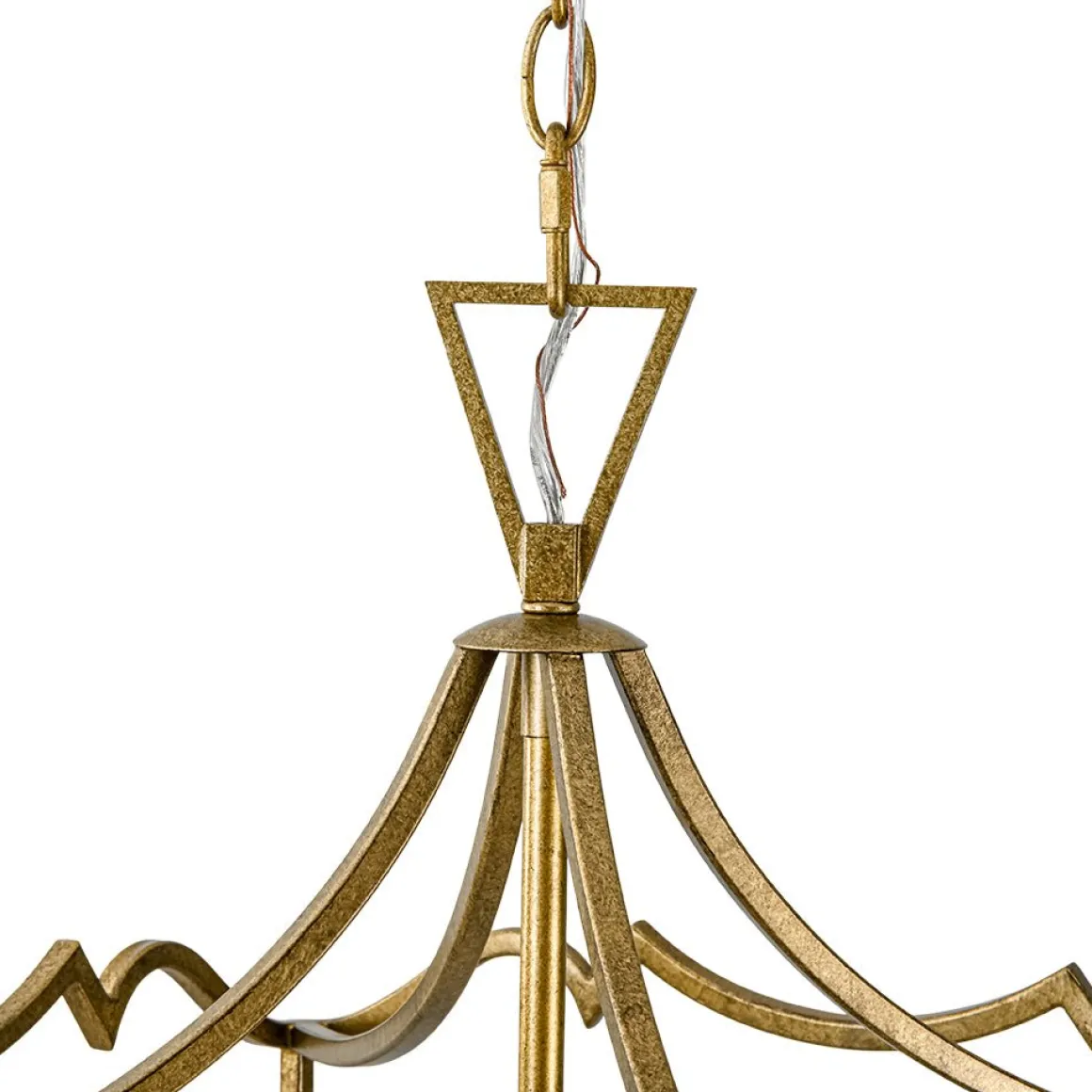 French Distressed Gold Candle Square Lantern Chandelier