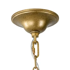 French Distressed Gold Candle Square Lantern Chandelier