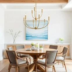 French Farmhouse Brass 2-Tier Candle Style Chandelier