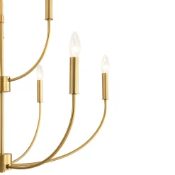 French Farmhouse Brass 2-Tier Candle Style Chandelier