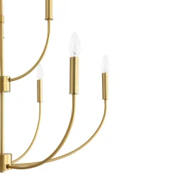 French Farmhouse Brass 2-Tier Candle Style Chandelier