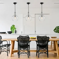 French Farmhouse 1-Light Glass Bell Kitchen Pendant Light
