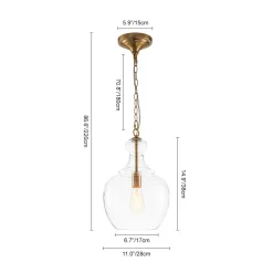 French Farmhouse 1-Light Glass Bell Kitchen Pendant Light