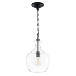 French Farmhouse 1-Light Glass Bell Kitchen Pendant Light