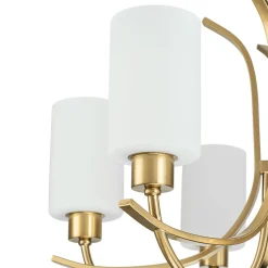 French 6-Light Frosted Glass Shade Scrolling Chandelier