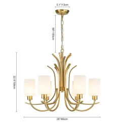 French 6-Light Frosted Glass Shade Scrolling Chandelier