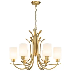 French 6-Light Frosted Glass Shade Scrolling Chandelier
