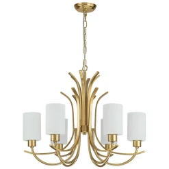 French 6-Light Frosted Glass Shade Scrolling Chandelier