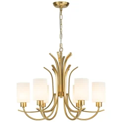 French 6-Light Frosted Glass Shade Scrolling Chandelier