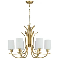 French 6-Light Frosted Glass Shade Scrolling Chandelier