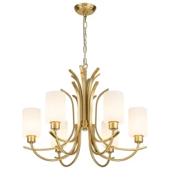 French 6-Light Frosted Glass Shade Scrolling Chandelier