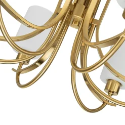 French 6-Light Frosted Glass Shade Scrolling Chandelier