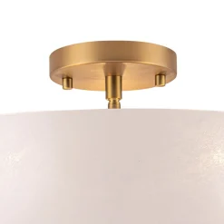 French 3-Light White Clouded Glass Round Semi Flush Mount