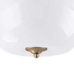 French 3-Light White Clouded Glass Round Semi Flush Mount