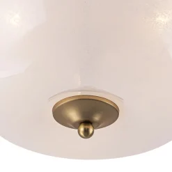 French 3-Light White Clouded Glass Round Semi Flush Mount