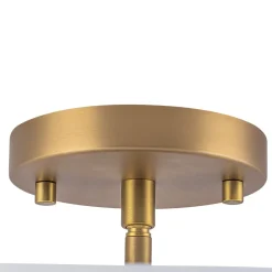 French 3-Light White Clouded Glass Round Semi Flush Mount