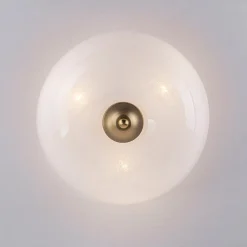 French 3-Light White Clouded Glass Round Semi Flush Mount
