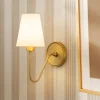 French 1-Light White Linen Conical Vanity Wall Sconce
