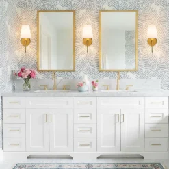 French 1-Light White Linen Conical Vanity Wall Sconce