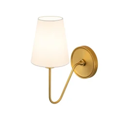 French 1-Light White Linen Conical Vanity Wall Sconce