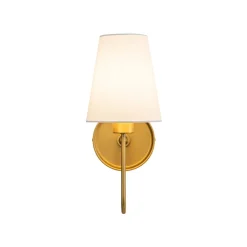 French 1-Light White Linen Conical Vanity Wall Sconce