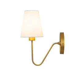 French 1-Light White Linen Conical Vanity Wall Sconce