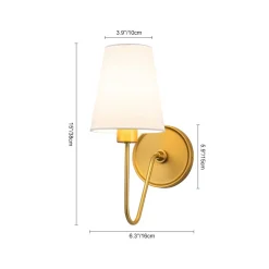 French 1-Light White Linen Conical Vanity Wall Sconce