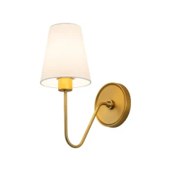 French 1-Light White Linen Conical Vanity Wall Sconce