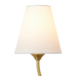 French 2-Light White Linen Conical Vanity Wall Sconce