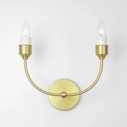 French 2-Light White Linen Conical Vanity Wall Sconce