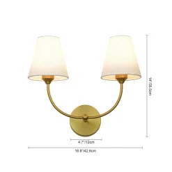 French 2-Light White Linen Conical Vanity Wall Sconce