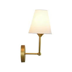 French 2-Light White Linen Conical Vanity Wall Sconce