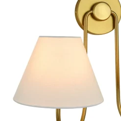 French 2-Light White Linen Conical Vanity Wall Lamp