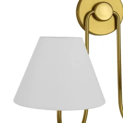 French 2-Light White Linen Conical Vanity Wall Lamp