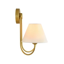 French 2-Light White Linen Conical Vanity Wall Lamp