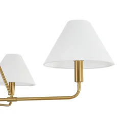 French Luxe Brass 4-Light White Linen Shade Candle Chandelier