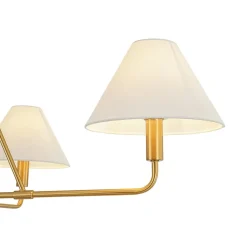 French Luxe Brass 4-Light White Linen Shade Candle Chandelier