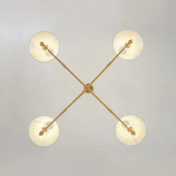 French Luxe Brass 4-Light White Linen Shade Candle Chandelier