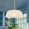 French Luxe 1-Light White Clouded Glass Round Pendant