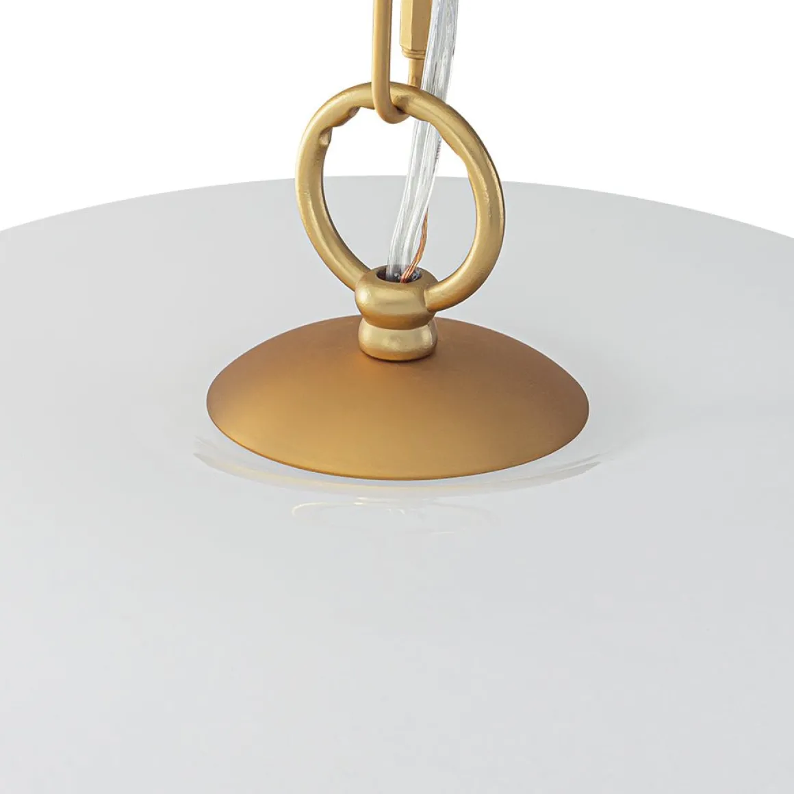 French Luxe 1-Light White Clouded Glass Round Pendant